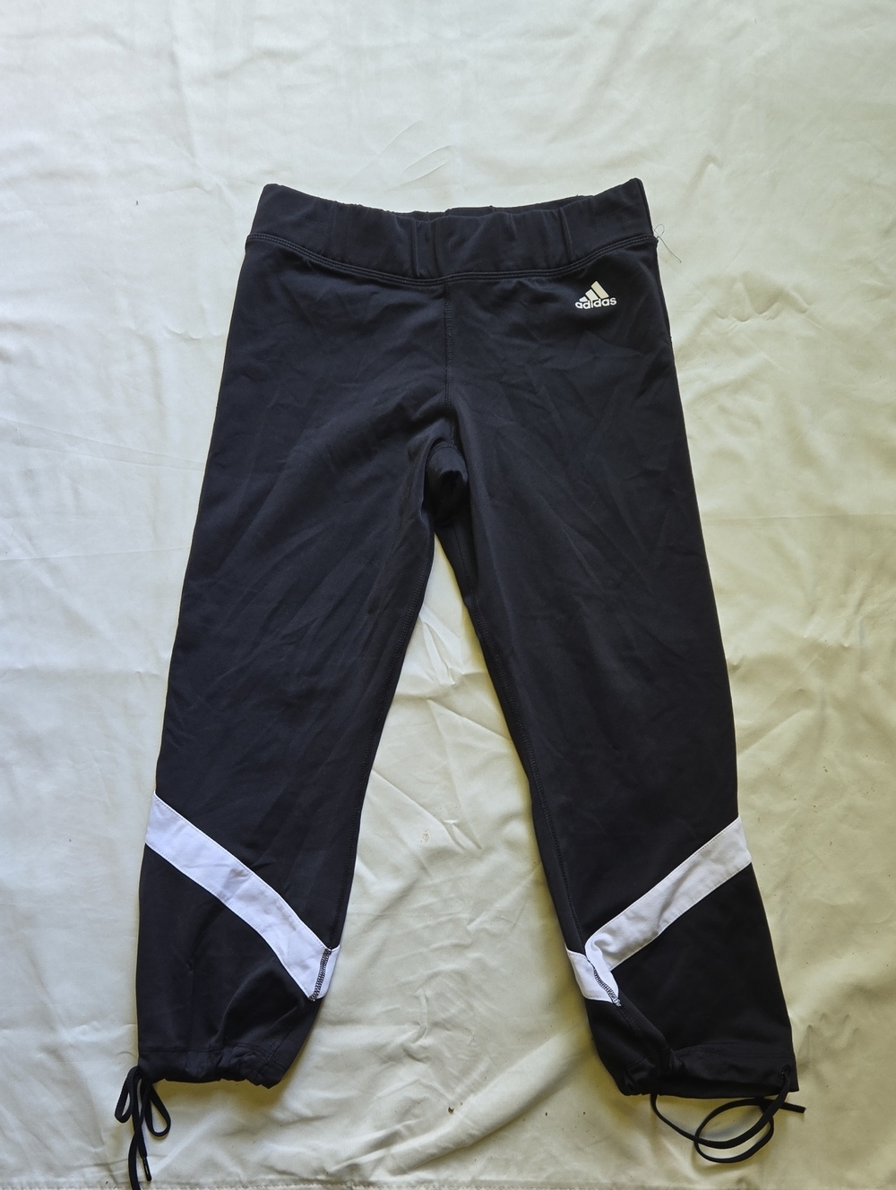 adidas Black Jogger Pants with White Chevron Accents